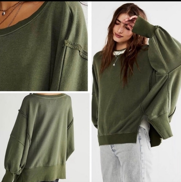 NWT CAMDEN FREE PEOPLE Brandywine OVERSIZED PULLOVER Sweatshirt We the Free - Picture 7 of 12